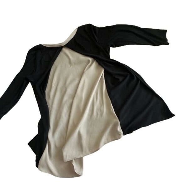 Ann Taylor Women's Small Black & Tan 3/4 Sleeves Boat Neckline Blouse/Tee Top - Picture 7 of 15